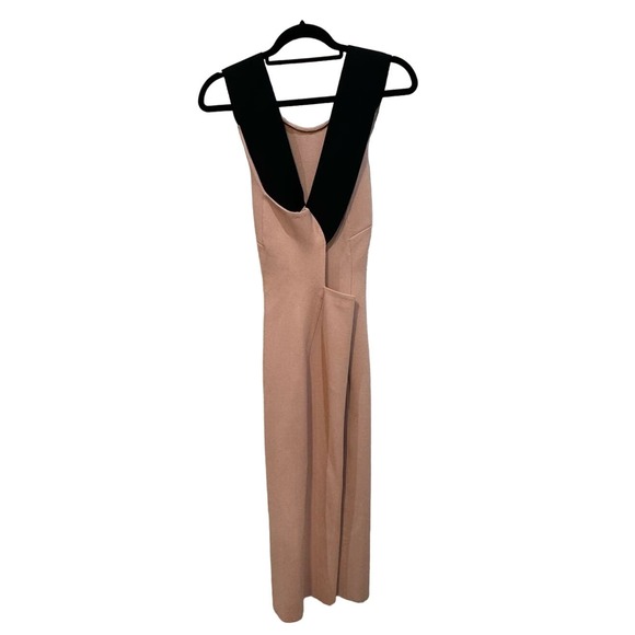 ST. JOHN $1,495 Cross Back Milano Knit Midi Dress in Mauve Pink/Black Size 8 - Picture 3 of 4